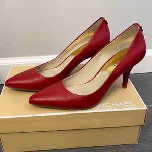 Michael Kors red leather pumps